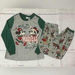Disney unisex Adult L Mickey Mouse & Friends Christmas fleece pajamas